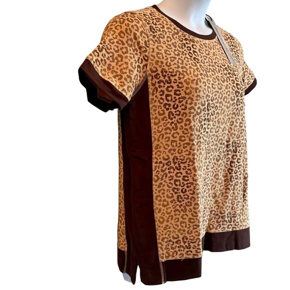 DG2 by Diane Gilman Animal Print Short Sleeve Soft Terry Knit Top Medium NEW - Picture 3 of 11